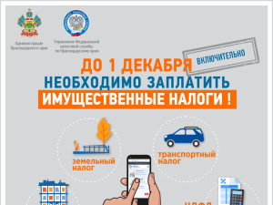 Уплатить имущественные налоги - не позднее 01.12.2026 г.